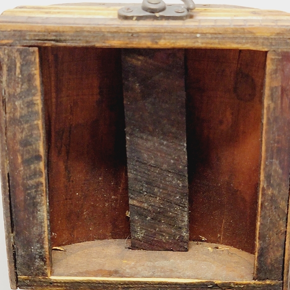 Vintage Wooden Bamboo Jewelry Box Chest Trinket Decor Metal Hinges & Slide Lock. - Picture 5 of 12